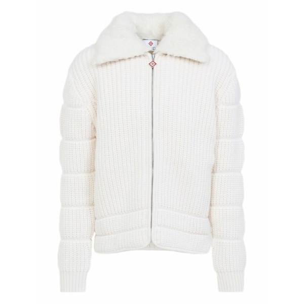カサブランカ メンズ 上衣＆上衣 アウター Ribbed-knit jacket White