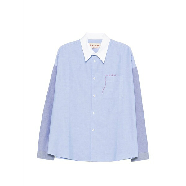 マルニ メンズ プルオーバー トップス Pocket long-sleeve shirt Blue