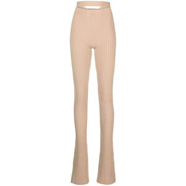 アンドレダモ レディース カジュアルパンツ ボトムス Ribbed-knit flared trousers Neutrals｜asty
