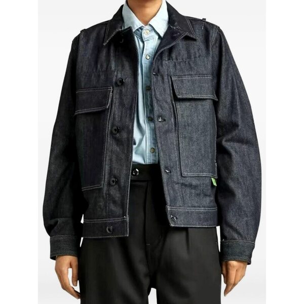 ジースター メンズ 上衣＆上衣 アウター Utility flap-pocket denim jacket Blue
