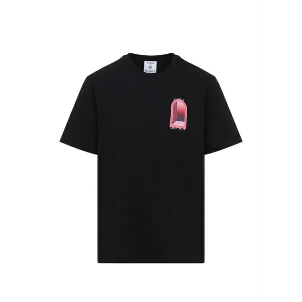 カサブランカ メンズ プルオーバー トップス Graphic-print t-shirt Black