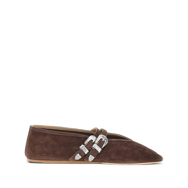 ル モンド ベリル レディース サンダル シューズ Claudia buckled suede ballet flats Brown