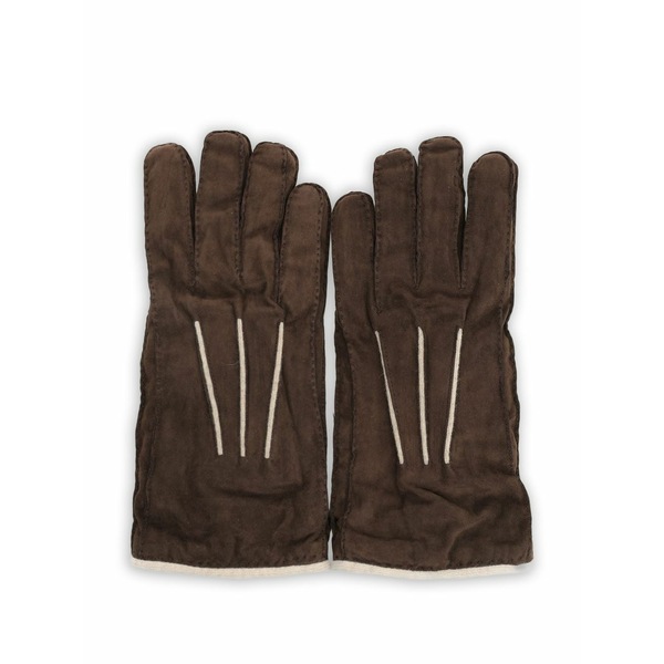 フェデーリ メンズ グローブ 付属物 Suede cashmere-lined gloves Brown