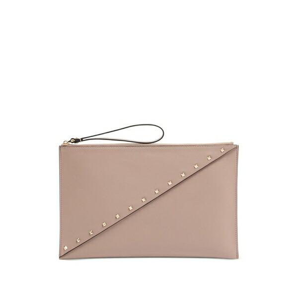ヴァレンティノ ガラヴァーニ レディース 札入れ 佩び物 Rockstud wispy calfskin pouch Neutrals