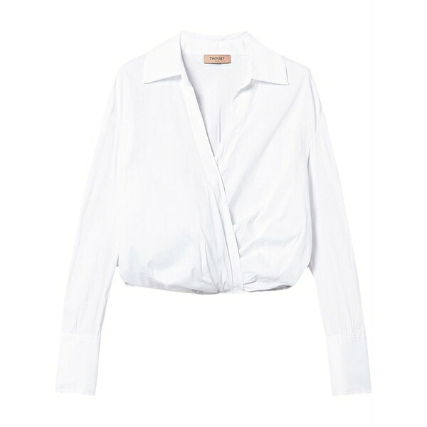 ツイン仕掛ける レディース プルオーバー トップス Poplin blouse White