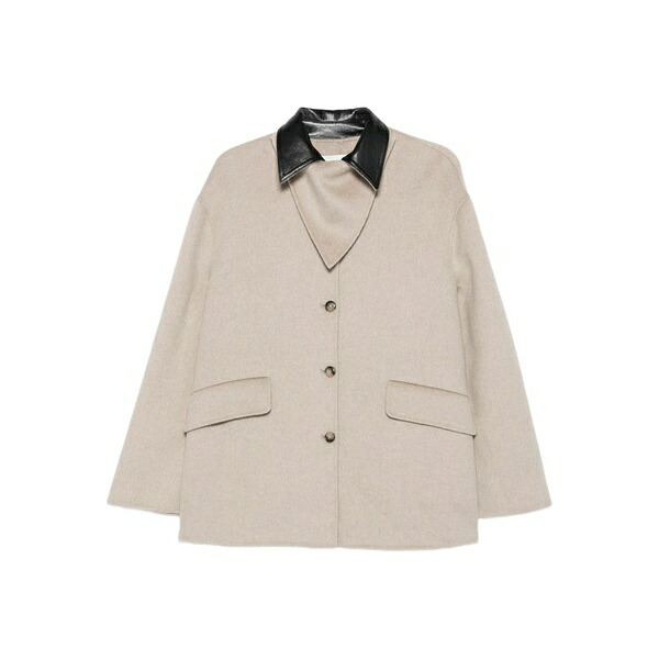 ナヌーシュカ レディース 上衣＆上衣 アウター Leather-collar button-front jacket Neutrals