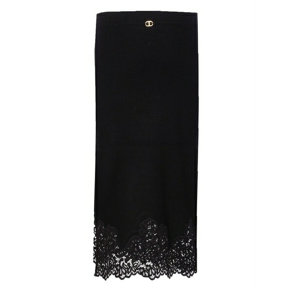 ツイン仕掛ける レディース スコート ボトムス Elasticated lace-trimmed skirt Black
