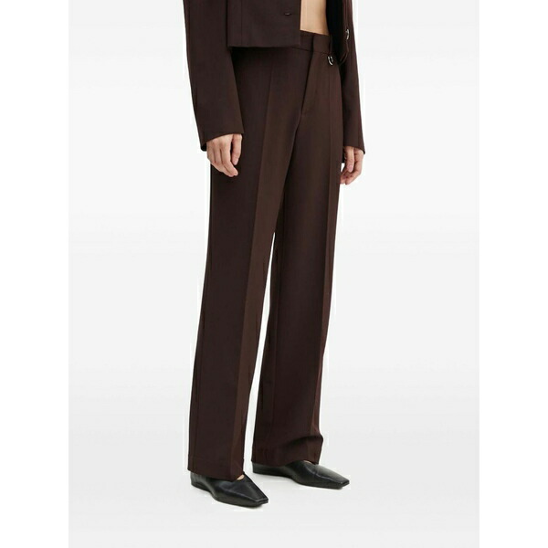 エーロン レディース 心地好いズボン下 ボトムス Pinstripe ring-detail trousers Brown