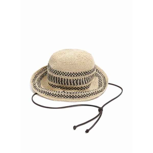 ビンバ イ ローラ レディース かぶり笠 佩び物 Geometric-pattern woven hat Neutrals