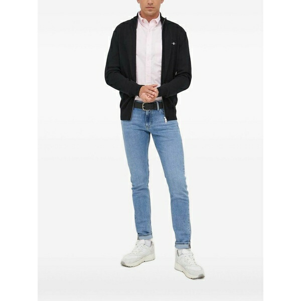 ガント メンズ ジレー アウター Zipped logo cardigan Black