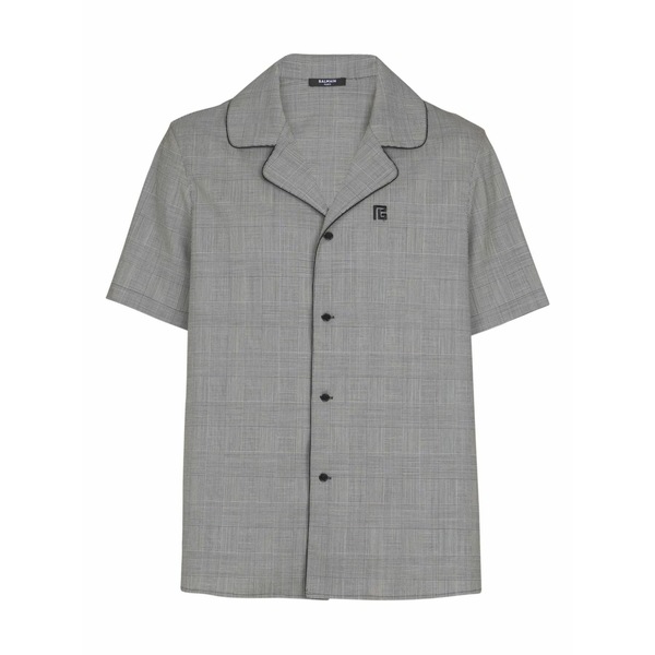 バルマン メンズ プルオーバー トップス Prince of wales-check short-sleeve shirt Black