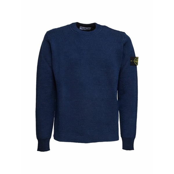 ストーンアイランド メンズ 編み物\u0026スウェーター アウター Ribbed badge sweater Blue