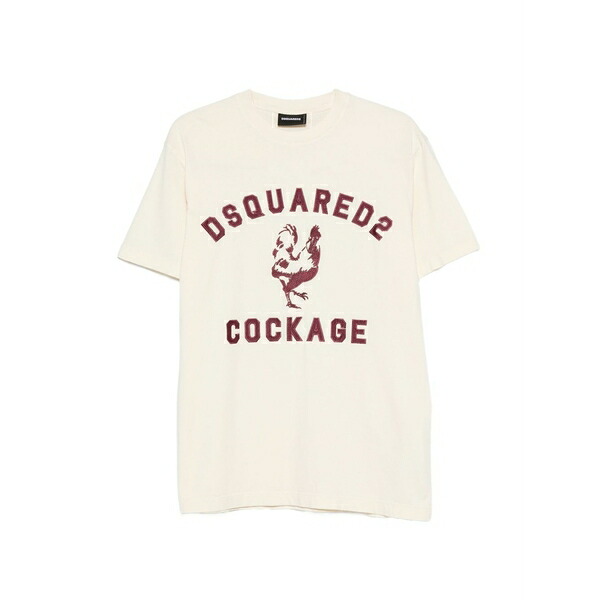 ディースクエアード メンズ プルオーバー トップス Graphic print t-shirt Neutrals