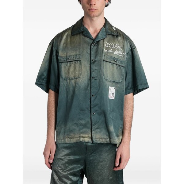 ミハラヤスヒロ メンズ プルオーバー トップス Embroidered faded-effect shirt Green