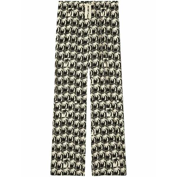 パーム・エンジェルス メンズ 心地よいズボン下 ボトムス Palm-tree print wide-leg trousers Black