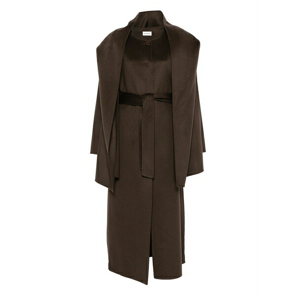 パロッシュ レディース 厚地の外套 アウター Leak belted wool coat Brown