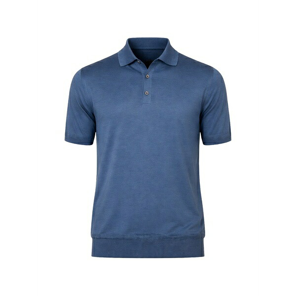 ブレット ジョンソン メンズ スポーツシャツ トップス Ribbed-trim polo shirt Blue
