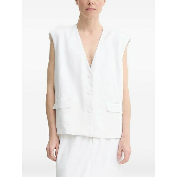 ゲタス レディース 上衣＆上衣 アウター Button-fastening sleeveless waistcoat White