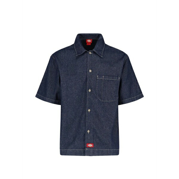 ディッキーズ メンズ ティーシャツ トップス Short-sleeve logo-patch shirt Blue