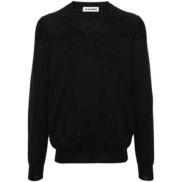 ジル・サンダー メンズ 編み物\u0026プルオーバー アウター Crew-neck cotton jumper Black