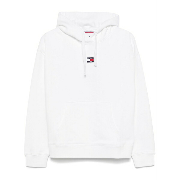 トミーヒルフィガー レディース パーカー・スウェットシャツ アウター Logo-patch drawstring hoodie White