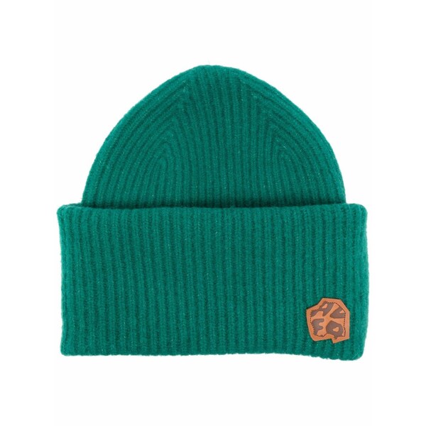 アーダーエラー メンズ 帽子 アクセサリー Ribbed knit beanie Green｜asty
