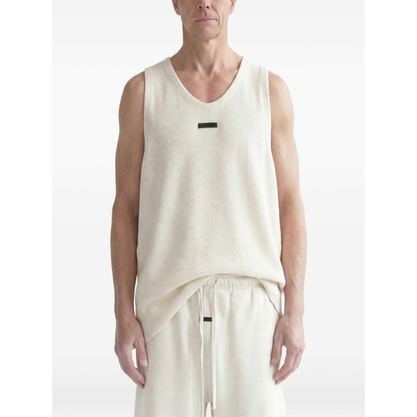 フィアオブゴッド メンズ ティーシャツ トップス Logo-patch knitted tank top Neutrals