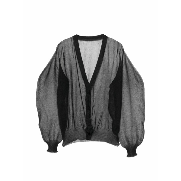 イッセイミヤケ レディース ジレー アウター V-neck cardigan Black