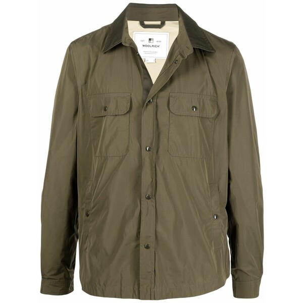 羊毛 分限者 メンズ プルオーバー トップス Lightweight cotton shirt jacket Green