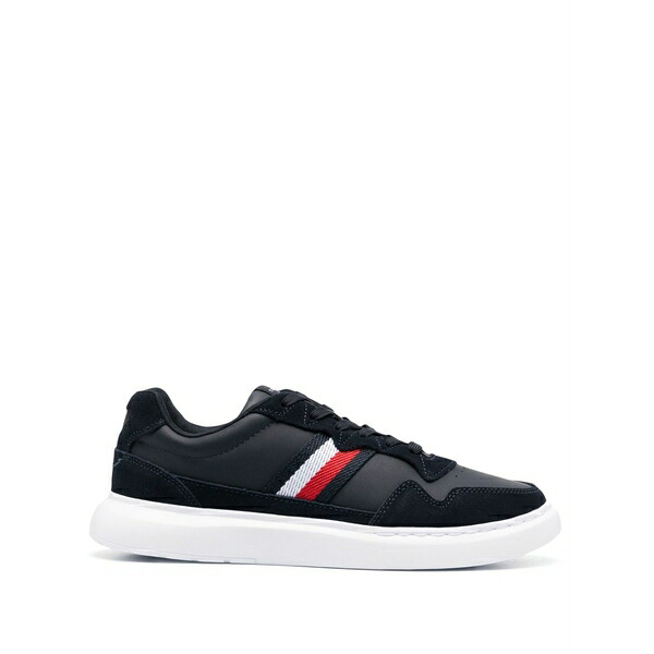トミー ヒルフィガー メンズ スニーカー シューズ Stripe detailing low-top sneakers Blue