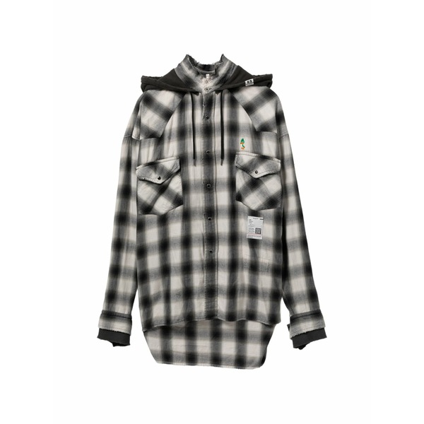 ミハラヤスヒロ メンズ プルオーバー トップス Hooded checked shirt Grey