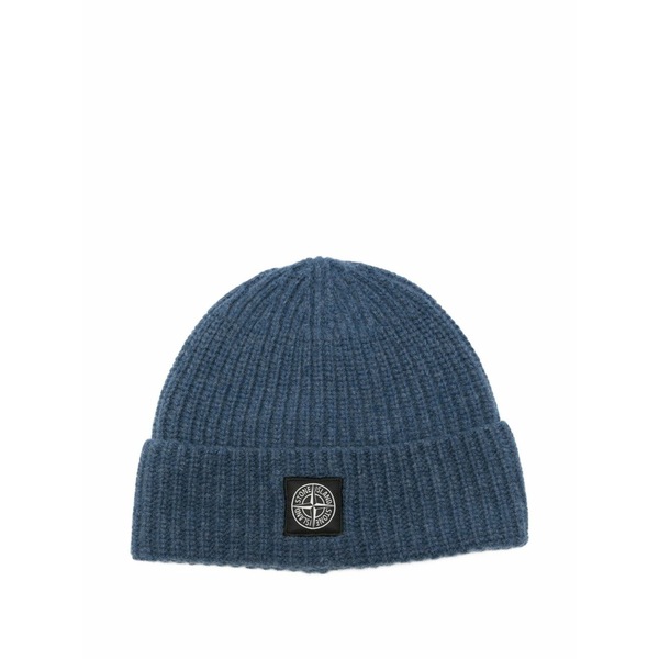 ストーンアイランド メンズ 鳥打ち帽 付属物 Ribbed-knit beanie Blue