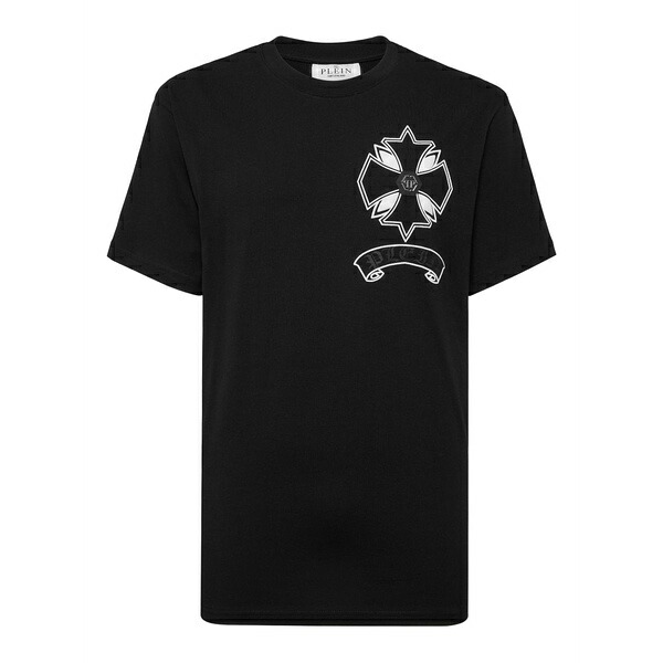 フィリップ飾り気の無い メンズ プルオーバー トップス Puffy chrome crest t-shirt Black