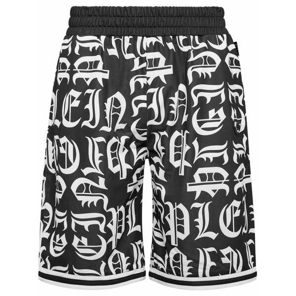 フィリップ飾り気の無い メンズ 心地好いズボン下 ボトムス Logo-print shorts Black