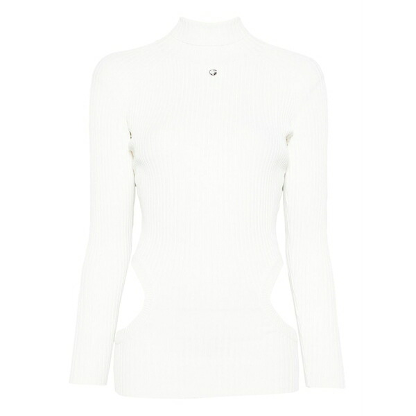 コペルニ レディース ティーシャツ トップス Cut-out detail ribbed top White
