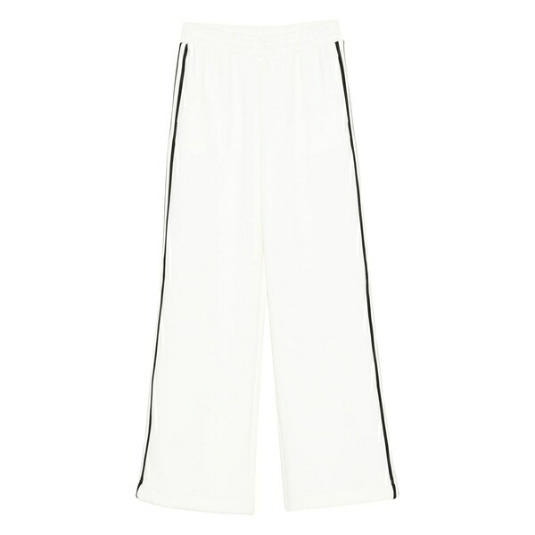 ツイン書き割り レディース 心地よいズボン下 ボトムス Side-stripe pants White