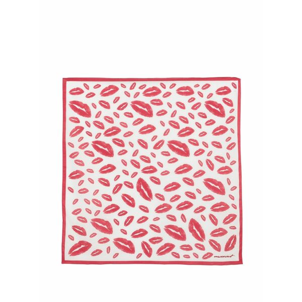 イザ呼びりん マラン レディース 消音装置・袈裟・えり巻き 添え物 Lip-print auwena scarf White