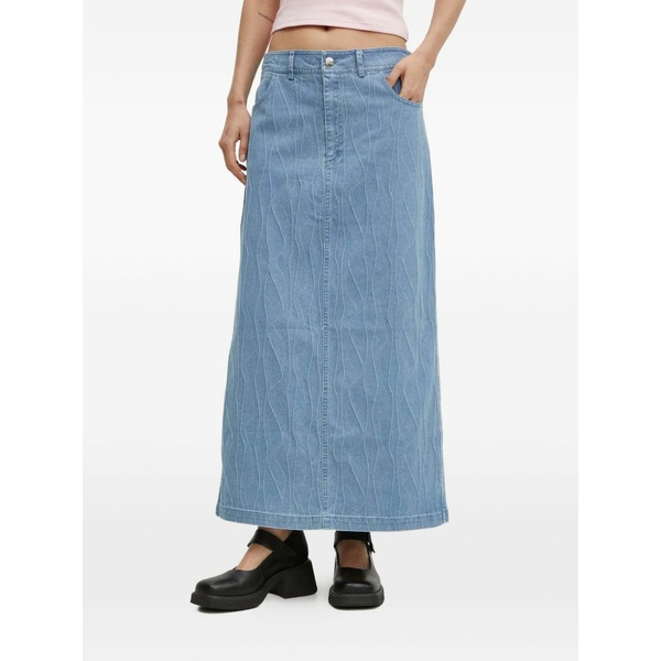 ルサム レディース スコート ボトムス Wave-pattern maxi skirt Blue