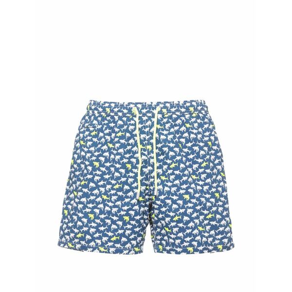 エムシーツーセイントバース メンズ 心地よいズボン下 ボトムス Jean lighting micro shark-print drawstring swim shorts Blue