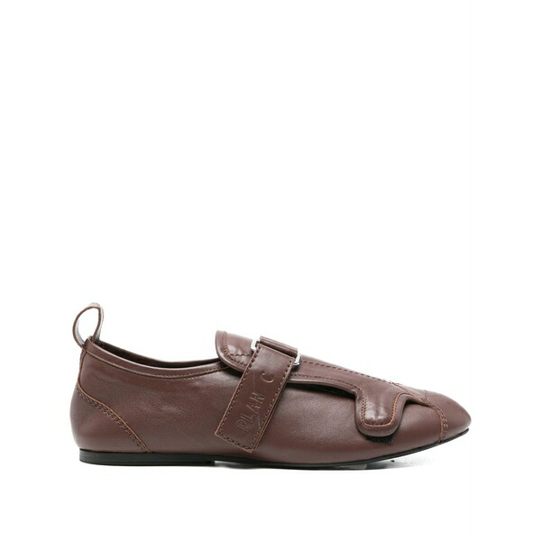 プランシー レディース スニーカー シューズ Buckle-strap leather sneakers Brown