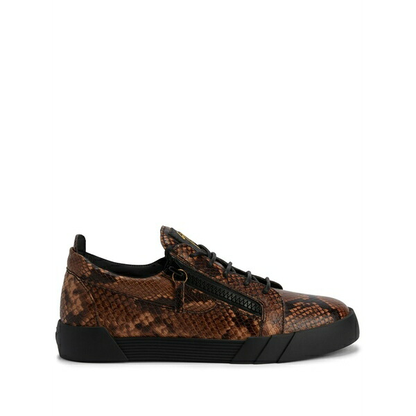 ジュゼッペザノッティ メンズ スニーカー シューズ Frankie snakeskin-print leather sneakers Brown