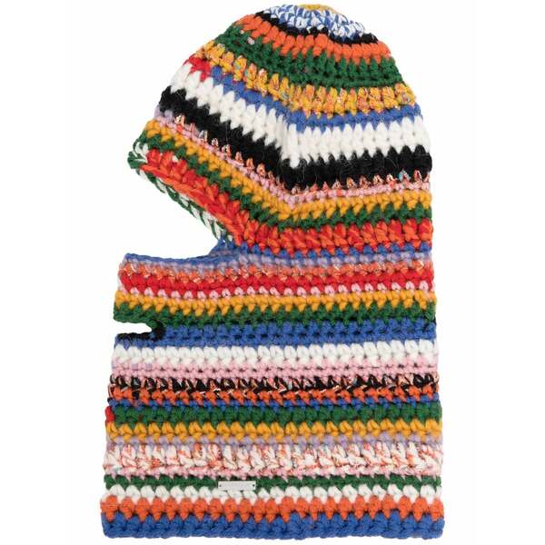 ディースクエアード メンズ 鳥打ち帽 付属物 Colour-block knitted balaclava Green