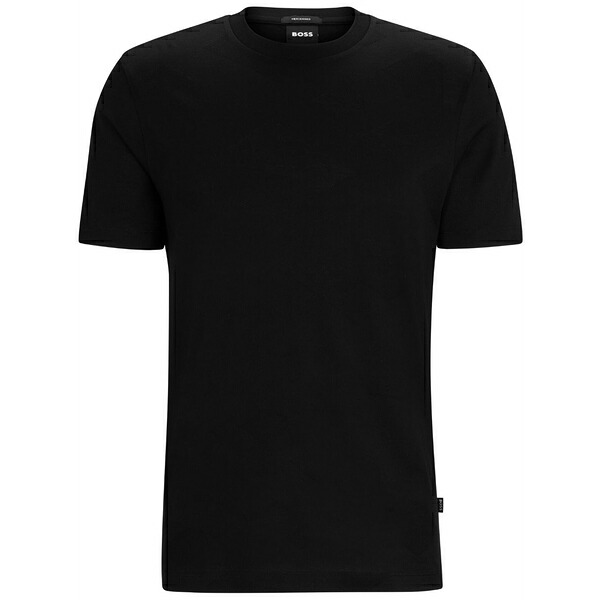 ボス メンズ Tシャツ トップス Monogram-jacquard cotton t-shirt Black｜asty
