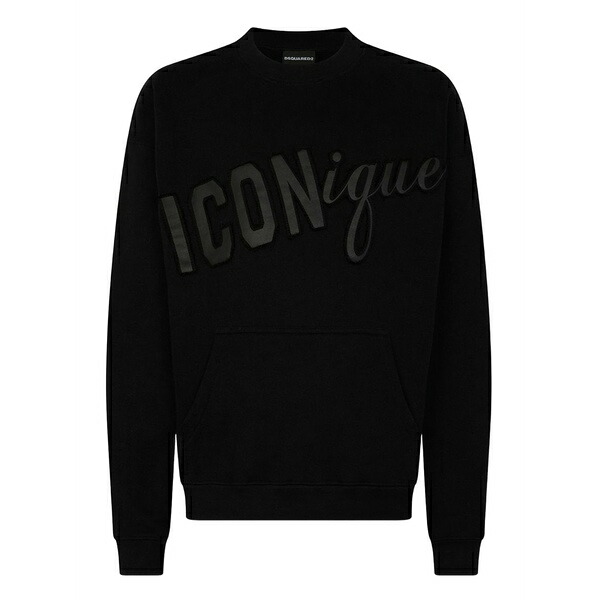 ディースクエアード メンズ パーカー・スウェットシャツ アウター Iconique crew-neck sweatshirt Black