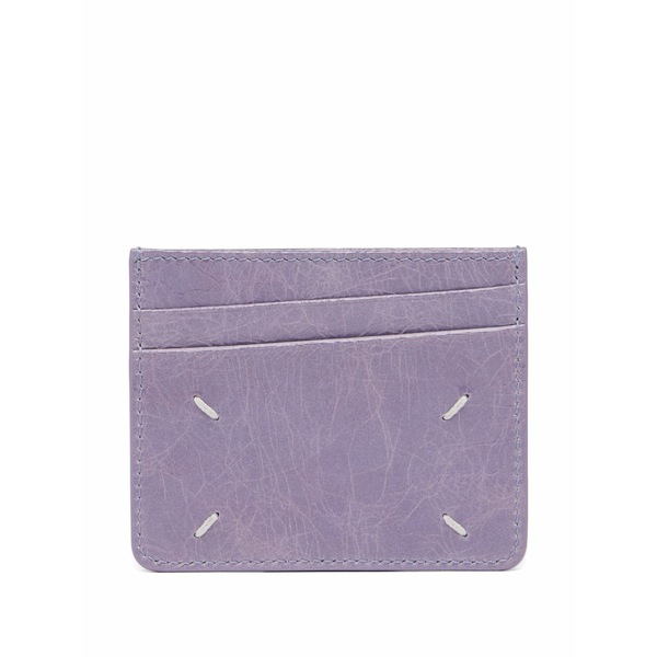 マルタンマルジェラ メンズ 札入れ 佩び物 Crackled-leather card holder Purple