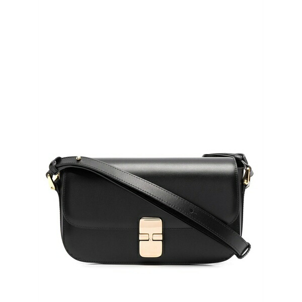 アーペーセー レディース ショルダーバッグ 御徒面子 Grace leather shoulder bag Black