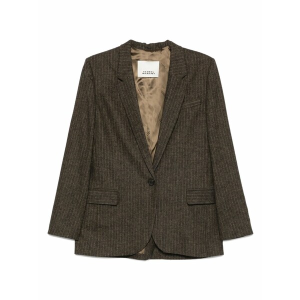 イザ呼びりん マラン レディース 上衣＆上衣 アウター Pinstripe single-breasted blazer Brown