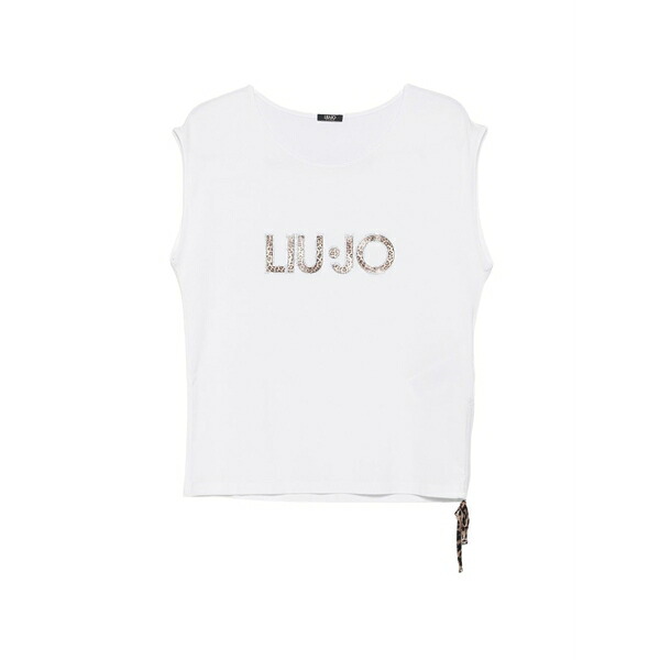 リュージョー レディース カットソー トップス Leopard-print logo-embellished top White