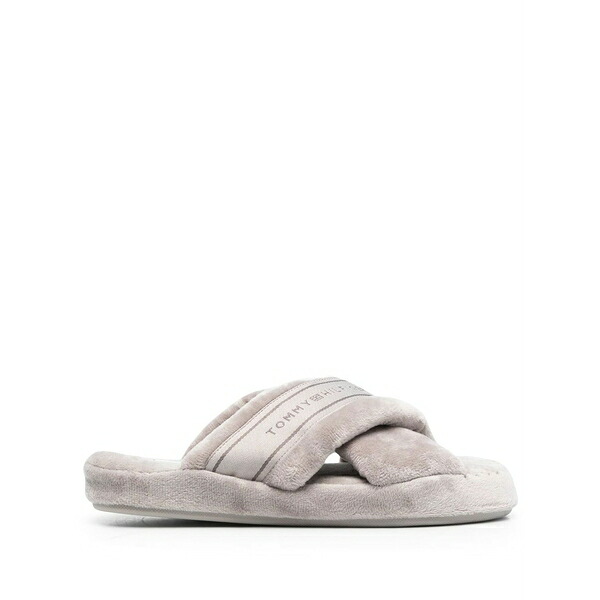 トミー ヒルフィガー レディース サンダル シューズ Logo-print strap slides Grey