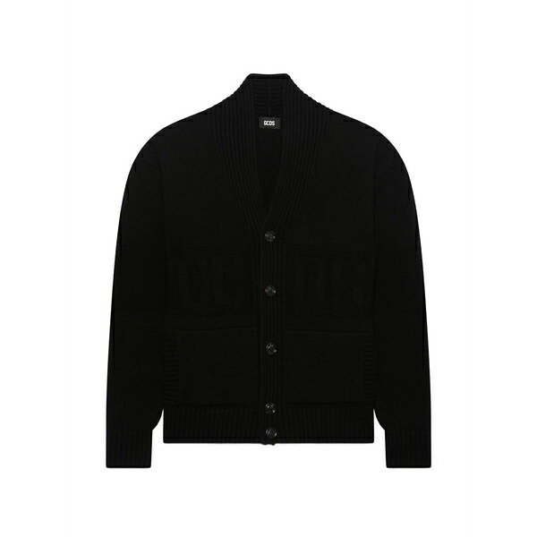 ジーシーディーエス メンズ カーディガン アウター Shawl-collar buttoned cardigan Black｜asty